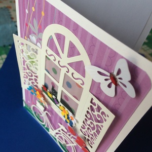 Anyáknapi,születésnapi,névnapi képeslap, bicikli, cica 3D, anyák napja, ablak -  - Meska.hu