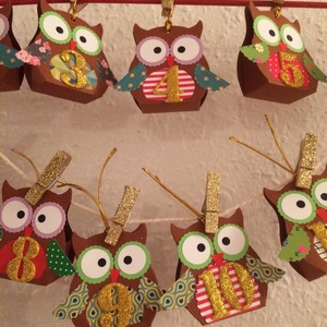 Adventi naptár bagoly 24db, Advent, Karácsony - karácsony - Meska.hu