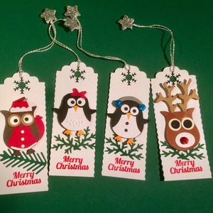 Karácsonyi könyvjelző, ajándékkísérő, bagoly, szarvas, pingvin, Karácsony, Advent, Mikulás -  - Meska.hu