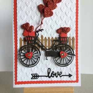 Szerelmes képeslap 8. bicikli, szív 3D Valentin nap, szerelem - otthon & lakás - papír írószer - képeslap & levélpapír - Meska.hu