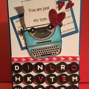 Írógép, retro Valentin napi, szerelmes képeslap, szív, szerelem, love, 3D-s - otthon & lakás - papír írószer - képeslap & levélpapír - Meska.hu