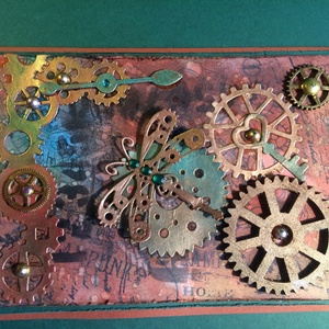 Steampunk képeslap, fogaskerék, kulcs, óra, - otthon & életmód - papír, írószer - Meska.hu