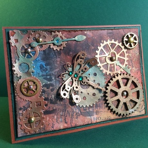 Steampunk képeslap, fogaskerék, kulcs, óra, - otthon & életmód - papír, írószer - Meska.hu