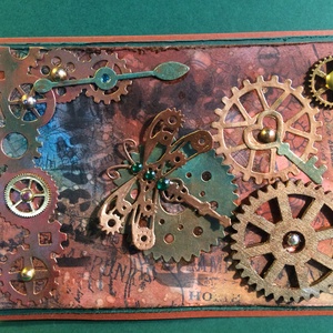 Steampunk képeslap, fogaskerék, kulcs, óra, - otthon & életmód - papír, írószer - Meska.hu