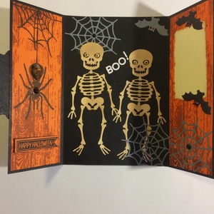 Halloween képeslap, szekrény, zár, csontváz, denevér, pók, pókháló, tök, Otthon & Életmód, Dekoráció, Halloween, Halloweeni meghívó, képeslap, ajándékkísérő, Papírművészet, MESKA