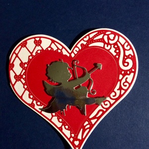 Ámor szív alakú szerelmes, Valentin napi képeslap, szerelem, Ámor nyila - otthon & lakás - papír írószer - képeslap & levélpapír - Meska.hu