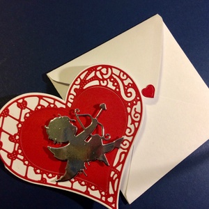 Ámor szív alakú szerelmes, Valentin napi képeslap, szerelem, Ámor nyila - otthon & életmód - papír, írószer - Meska.hu