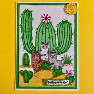 Láma képeslap, láma, kaktusz, Mexikó, alpaka, sivatag - otthon & lakás - papír írószer - képeslap & levélpapír - Meska.hu