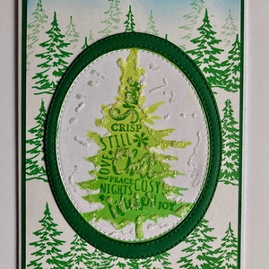 Fenyő  képeslap, Karácsony, Újév, tél, születésnap névnap, fenyves, erdő, karácsonyfa - karácsony - karácsonyi ajándékozás - karácsonyi képeslap, üdvözlőlap, ajándékkísérő - Meska.hu