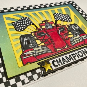 Versenyautó képeslap, autóverseny, győztes,champion, No1, Forma 1, F1, Formula 1, autó, verseny, car race - otthon & életmód - papír, írószer - ajándékozás kellékei - képeslap, üdvözlőlap - Meska.hu