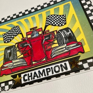 Versenyautó képeslap, autóverseny, győztes,champion, No1, Forma 1, F1, Formula 1, autó, verseny, car race - otthon & életmód - papír, írószer - ajándékozás kellékei - képeslap, üdvözlőlap - Meska.hu