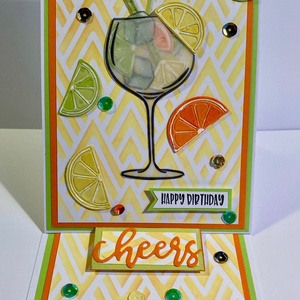 Koktél születésnapi képeslap, citrom, narancs, lime, jégkocka, nyár, meleg  - otthon & életmód - papír, írószer - Meska.hu