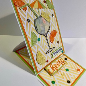 Koktél születésnapi képeslap, citrom, narancs, lime, jégkocka, nyár, meleg  - otthon & életmód - papír, írószer - Meska.hu