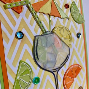 Koktél születésnapi képeslap, citrom, narancs, lime, jégkocka, nyár, meleg  - otthon & életmód - papír, írószer - Meska.hu