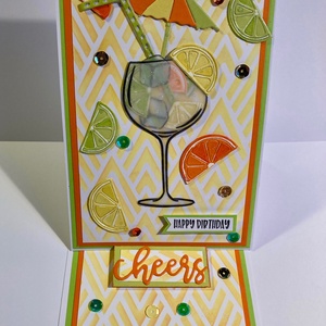 Koktél születésnapi képeslap, citrom, narancs, lime, jégkocka, nyár, meleg  - otthon & életmód - papír, írószer - Meska.hu