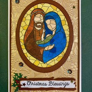 Szent Család karácsonyi mozaik képeslap, Karácsony, Advent, Krisztus, Jézus - karácsony - karácsonyi ajándékozás - karácsonyi képeslap, üdvözlőlap, ajándékkísérő - karácsonyi ajándékozás - Meska.hu