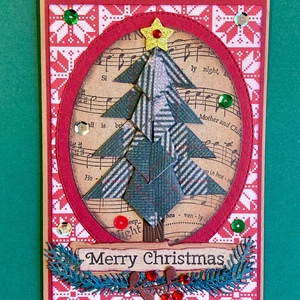 Karácsonyi képeslap origami karácsonyfával, Advent, Karácsony, Mikulás - karácsony - karácsonyi ajándékozás - karácsonyi képeslap, üdvözlőlap, ajándékkísérő - karácsonyi ajándékozás - Meska.hu