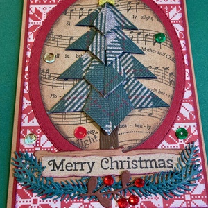 Karácsonyi képeslap origami karácsonyfával, Advent, Karácsony, Mikulás - karácsony - karácsonyi ajándékozás - karácsonyi képeslap, üdvözlőlap, ajándékkísérő - karácsonyi ajándékozás - Meska.hu