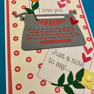 Szerelmes képeslap, Valentin nap,retró, írógép, virág, ajándékkísérő, szív - otthon & életmód - papír, írószer - Meska.hu