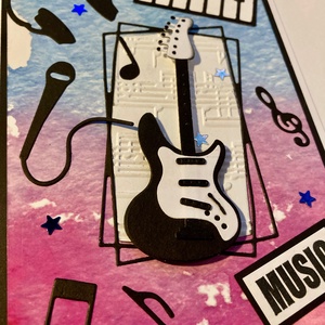 Gitár képeslap,, mikrofon, hangszer, hangjegy, rock, pop, zene - otthon & életmód - papír, írószer - Meska.hu
