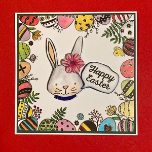 Húsvéti Nyuszi képeslap, Húsvét, ajándékkísérő, tojás, nyuszi, nyúl, Karácsony, Karácsonyi ajándékozás, Karácsonyi képeslap, üdvözlőlap, ajándékkísérő, Papírművészet, MESKA