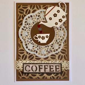 Kávé képeslap, üdvözlőlap, coffee, ajándékkísérő, Otthon & Lakás, Papír írószer, Képeslap & Levélpapír, Papírművészet, Meska