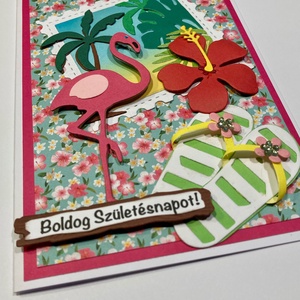 Flamingó képeslap, ajándékkísérő - otthon & életmód - papír, írószer - ajándékozás kellékei - képeslap, üdvözlőlap - Meska.hu