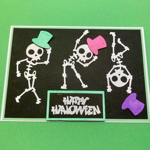 Halloween csontváz képeslap, csontvázak tánca - otthon & életmód - dekoráció - halloween - halloweeni meghívó, képeslap, ajándékkísérő - Meska.hu