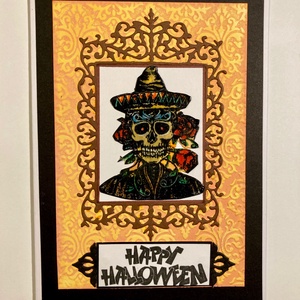Halloween képeslap, Halottak napja, Mexikó, csontváz - otthon & életmód - dekoráció - halloween - halloweeni meghívó, képeslap, ajándékkísérő - Meska.hu