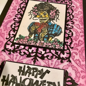 Halloween képeslap, Halottak napja, Mexikó, csontváz - otthon & életmód - dekoráció - halloween - halloweeni meghívó, képeslap, ajándékkísérő - Meska.hu