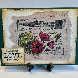Valentin napi képeslap, szerelem, szeretet, virágok, méhecske - otthon & lakás - papír írószer - képeslap & levélpapír - Meska.hu