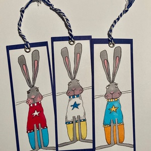 Nyuszis könyvjelzők  - könyv & zene - könyvjelző - Meska.hu