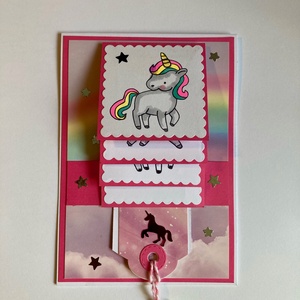 Unikornis interaktív képeslap, egyszarvú, unicorn - Meska.hu
