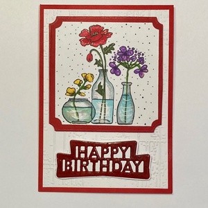 Születésnapi képeslap pipaccsal, virágokkal, Otthon & Lakás, Papír írószer, Képeslap & Levélpapír, Papírművészet, MESKA