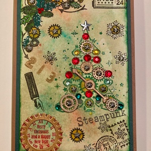 Steampunk Karácsony, képeslap, ajándékkísérő - karácsony - karácsonyi ajándékozás - karácsonyi képeslap, üdvözlőlap, ajándékkísérő - Meska.hu