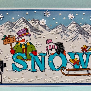 Karácsonyi képeslap, hóember, pingvin, madár, hó, snow  - karácsony - karácsonyi ajándékozás - karácsonyi képeslap, üdvözlőlap, ajándékkísérő - Meska.hu