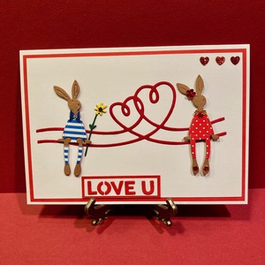  Valentin napi nyuszis képeslap, ajándékkísérő, Otthon & Életmód, Papír, írószer, Képeslap, üdvözlőlap, Papírművészet, MESKA