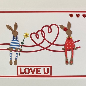  Valentin napi nyuszis képeslap, ajándékkísérő - otthon & életmód - papír, írószer - Meska.hu