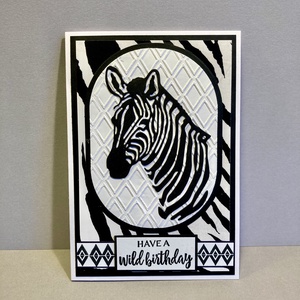 Zebra születésnapi képeslap, ajándékkísérő, Afrika, Otthon & Életmód, Papír, írószer, Képeslap, üdvözlőlap, Ajándékozás kellékei, Papírművészet, MESKA