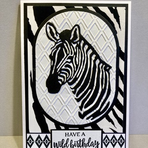 Zebra születésnapi képeslap, ajándékkísérő, Afrika - otthon & életmód - papír, írószer - ajándékozás kellékei - képeslap, üdvözlőlap - Meska.hu