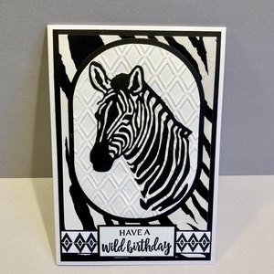 Zebra születésnapi képeslap, ajándékkísérő, Afrika - otthon & életmód - papír, írószer - ajándékozás kellékei - képeslap, üdvözlőlap - Meska.hu