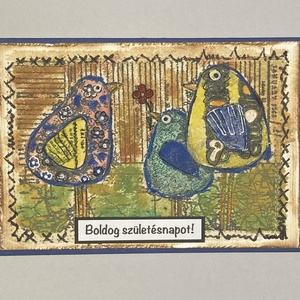 Születésnapi, névnapi képeslap 3 madárral - otthon & életmód - papír, írószer - ajándékozás kellékei - képeslap, üdvözlőlap - Meska.hu