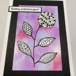 Virág, absztrakt születésnapi, névnapi képeslap - otthon & életmód - papír, írószer - ajándékozás kellékei - képeslap, üdvözlőlap - Meska.hu