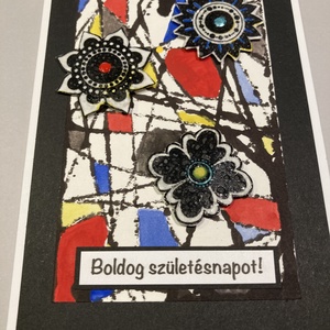 Virágos 3D-s absztrakt születésnapi, névnapi képeslap - otthon & életmód - papír, írószer - ajándékozás kellékei - képeslap, üdvözlőlap - Meska.hu