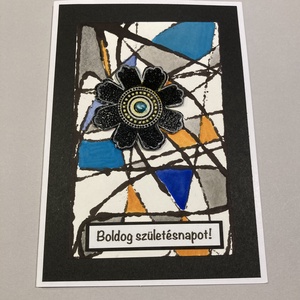 Virágos 3D-s absztrakt születésnapi, névnapi, nyugdíjas búcsúztató képeslap - otthon & életmód - papír, írószer - ajándékozás kellékei - képeslap, üdvözlőlap - Meska.hu