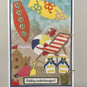 Szörfös, tengerparti üdvözlet, képeslap, nyár, nyaralás, tengerpart - otthon & életmód - papír, írószer - ajándékozás kellékei - képeslap, üdvözlőlap - Meska.hu