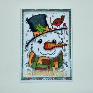 Hóember karácsonyi képeslap, ajándékkísérő, üdvözlőlap, Karácsony, Karácsonyi ajándékozás, Karácsonyi képeslap, üdvözlőlap, ajándékkísérő, Papírművészet, MESKA