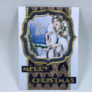 Art Deco karácsonyi képeslap, üdvözlőlap, ajándékkísérő - Meska.hu