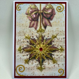 Hópehely dísz karácsonyi képeslap, üdvözlőlap, ajándékkísérő, Karácsony, Karácsonyi ajándékozás, Karácsonyi képeslap, üdvözlőlap, ajándékkísérő, Papírművészet, Egyedi, kézműves képeslapom 3D-s hatású. Mérete 10,5cm x15cm. Kinyitható, bele üzenet írható. Borít..., MESKA