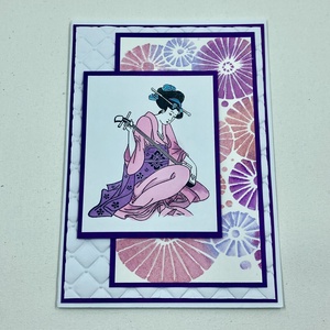 Japán hölgy képeslap, zene, zenész, gésa, samiszen - otthon & életmód - papír, írószer - ajándékozás kellékei - képeslap, üdvözlőlap - Meska.hu
